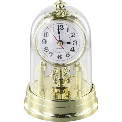 Horloge à pendule de style européen vintage avec décoration en cristal rotative horloge de table décorative vintage, convenant au salon ou à la chambre dôme en plastique. (1/5)