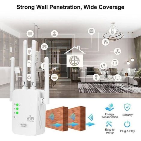 Bardusch Potente ripetitore WiFi wireless, amplificatore, extender, splitter e relè per pareti spesse + dongle Bluetooth (1/2)