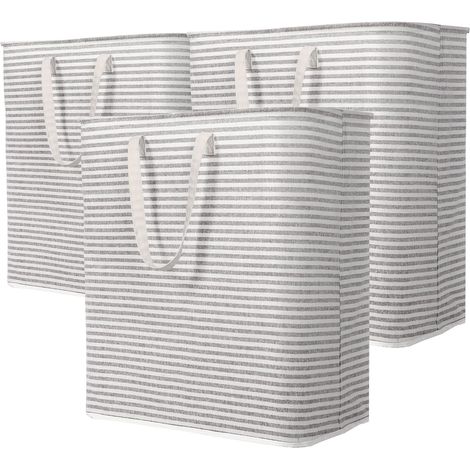 Paniers à linge pliables 100 L, 3 pièces, pour rangement de vêtements, pour chambres et salles de bain, gris (1/5)