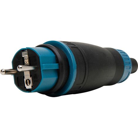 Clavija con t/t 16a 250 v, ip44, negra, máx. 3 x 1,5 mm²