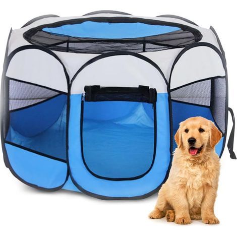 Foldable Playpen, 74x74x43cm, Double Access, Lightweight, Puppy Cat Rabbit (1/5)