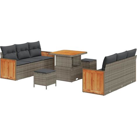 Maison Exclusive - Gartensofa-set mit Kissen 11 pcs Grau Poly-Rat