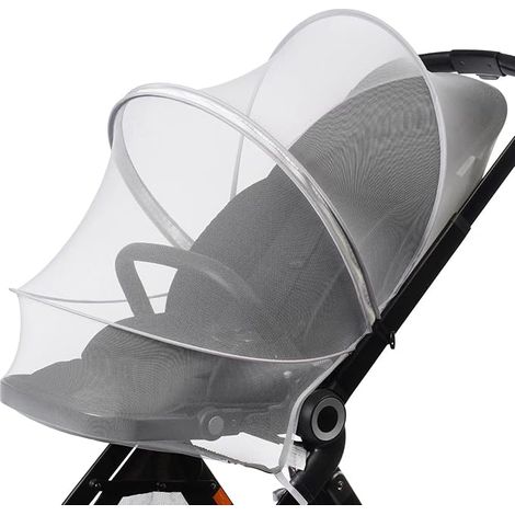 Voile anti-moustiques pour berceau, poussette, siège auto, couffin, porte-bébé, lit cododo, double fermeture éclair, moustiquaire respirante transparente, protège des insectes et animaux, blanc, facil (1/5)