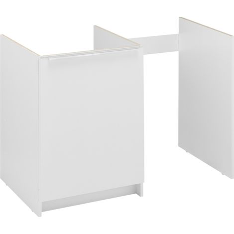 Moderna – Meuble cuisinette 1 porte 100cm – Corps en mélaminé blanc 16mm – Portes en mélaminé 16mm – Poignées en aluminium brossé (1/5)