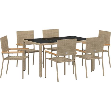 Maison Exclusive - Conjunto de Comedor de Jardín 7 uds. Beige rat (1/5)