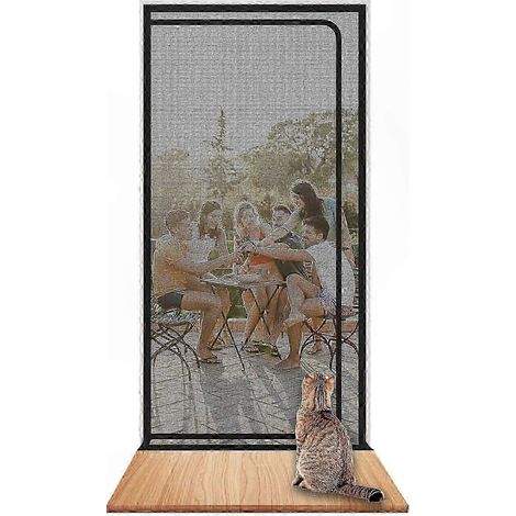 Porte moustiquaire pour chien et chat avec fermeture éclair, maille blanche résistante, garde vos animaux en sécurité et évite les fugues (1/5)