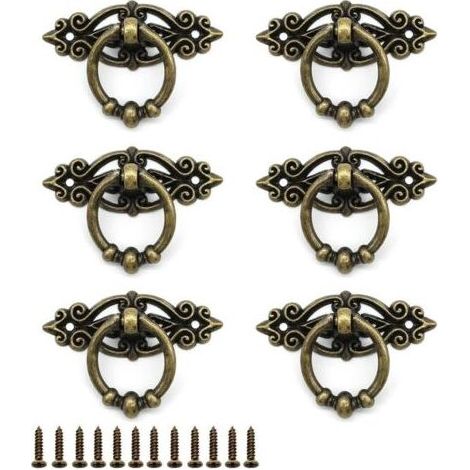 pcs Poignée de Tiroir Vintage Poignée D'armoire Classique 65 x 25 mm Boutons de Porte Pour Cuisine Salon Chambre Placard Armoire Dressing - Antique bronze (1/5)