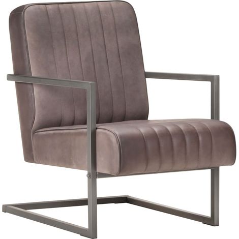 Chaise de canapé cantilever marron délavé cuir véritable vidaXL (1/5)