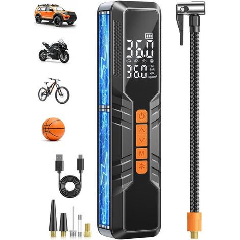 Pompe à air électrique portable – Écran LCD – 6000 mAh – LED – Pneus, vélos, ballons – Sans fil (1/5)