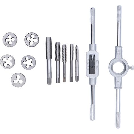 Kit 12 Pièces Taraud Filière Clé à Main Outillage Filetage Manuel pour Auto Meuble (1/5)