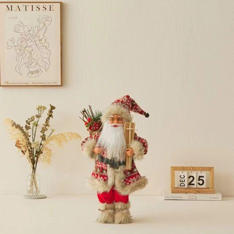 Ochine Statuetta Babbo Natale con Slitta – Altezza 45 cm, Tessuto Non Tessuto e Plastica – Design Tradizionale Elegante – Ideale per Decorazioni Interne da Tavolo e Soggiorno (1/4)