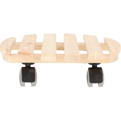 Esschert Design Rullo per piante rotondo in legno 28,7x28,8x8,3 cm (1/3)