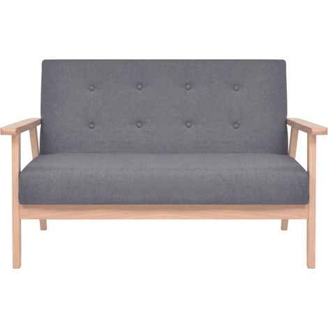 Divano 2 posti per soggiorno soggiorno interno casa 113,5 x 67 x 73,5 cm tessuto grigio scuro 020019564