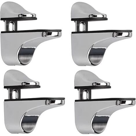 Adjustable Glass Shelf Brackets, 4 Pieces, Wall Mount Glass Clamps, Glass Shelf Supports for Glass Shelves (1/4)