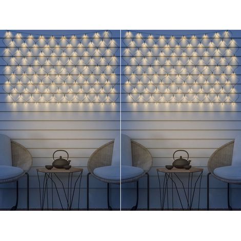 2er Set Solarbetriebenes LED Outdoor Lichternetz mit 100 LEDs, 90 x 110cm (1/5)