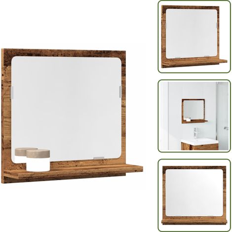 vidaXL Badspiegel mit Ablage Altholz-Optik 40x11x37 cm Holzwerkstoff