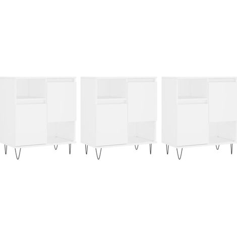 Aparador buffet cómoda mueble unidad de almacenamiento organizador cocina salón salón 3 piezas blanco madera contrachapada 020037007