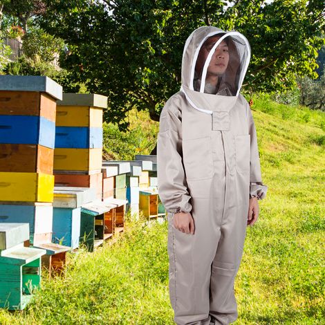 Imkeranzug mit Kapuze, einteiliger Imkerschutzanzug, Schutzkleidung gegen Bienen (1/5)