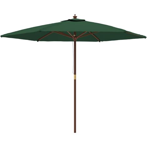 Sombrilla de jardín con palo de madera 299 x 240 cm verde 020008369