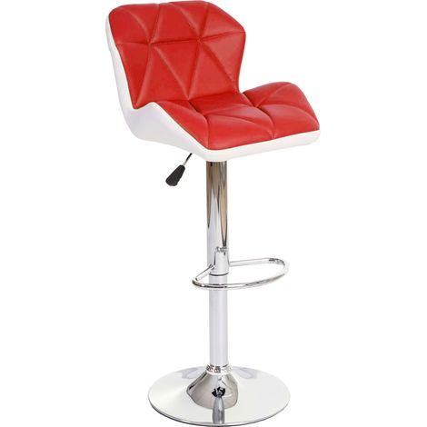Tabouret de bar HWC-A92, tabouret de bar, cuir synthétique réglable en hauteur - rouge (1/5)