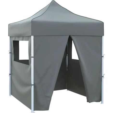 Tente pliante de réception, quatre parois, 2 x 2 mètres, acier, gris anthracite (1/5)
