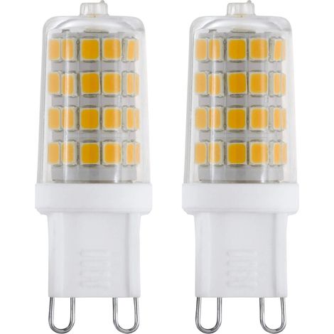 Eglo LED G9 set di 2 lampadine con base a perno, 2 lampade ciascuna da 3 Watt (equivalente a 30 Watt), 320 Lumen, lampada a pannocchia bianca neutra, 4000k, Ø 1,6 cm (1/4)