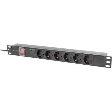 Lanberg PDU-06F-0200-BK Gerät de Verteilung de Strom (PDU) 6 Steckdosen 1U Schwarz