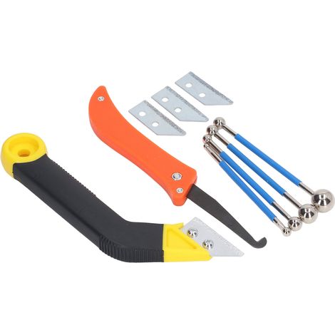 Kit de calfeutrage incluant scie à joint angulaire, outil boule double extrémité pour nettoyage remplissage carrelage, acier rapide ABS (1/5)
