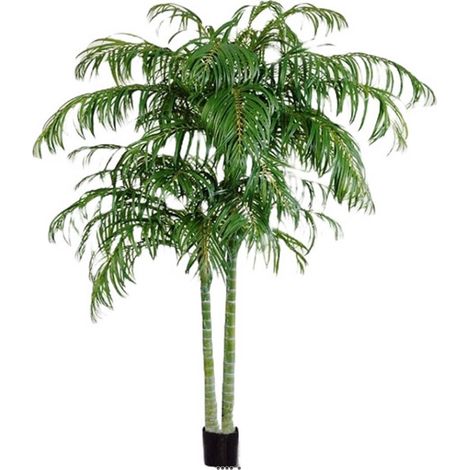 Palmier Areca artificiel 2 troncs H 240 cm 1692 feuilles en pot (1/3)