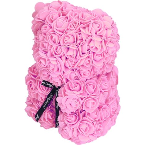 Künstlicher rosa Blumenbär, 25 cm, in Form einer roten Rose, romantisches Valentinstagsgeschenk für Frauen oder Geliebte, Weihnachtsdekoration. (1/5)
