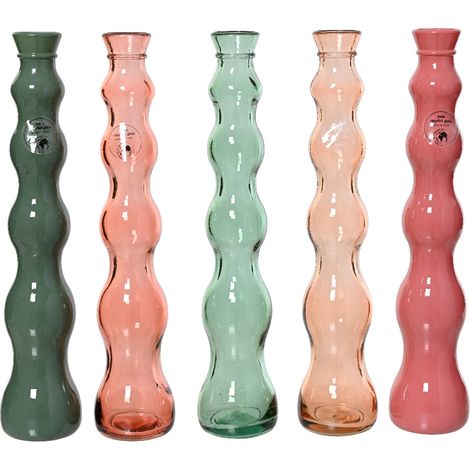 VASO IN VETRO D.7XH32CM 5 COLORI ASS. (1/2)