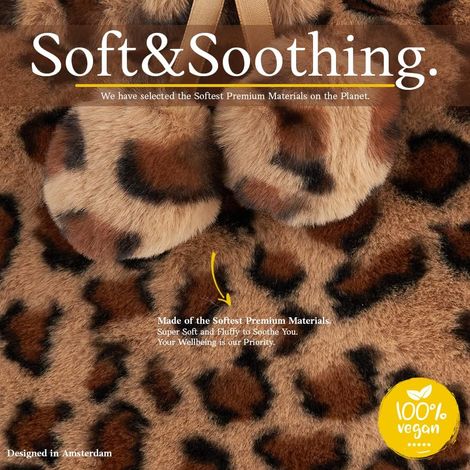 Borsa dell'acqua calda con rivestimento in morbido peluche - Borsa dell'acqua calda in peluche di grande capacità da 2 litri - Borsa dell'acqua riscaldante per alleviare il dolore (marrone leopardato) (1/4)