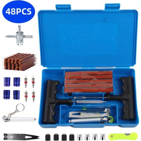 Kit de reparación de neumáticos de 48 piezas,kit de reparación de neumáticos de alta resistencia,kit de reparación de pinchazos (1/5)