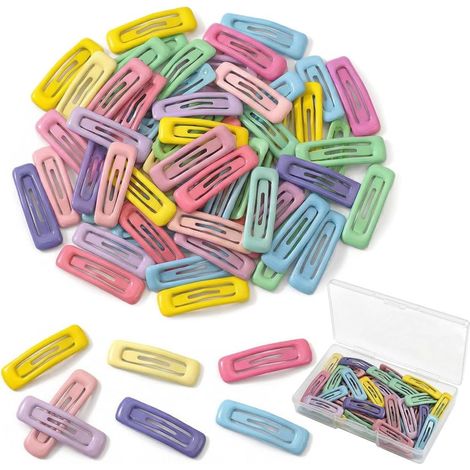 80er Pack Haarspangen Maedchen bunt, Metall Snap Clips, Haar-Accessoires, Druckverschluss, Kind Party (1/4)