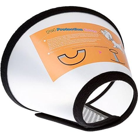 Collier pour chien, minerve, collier conique de protection, protection spéciale en plastique adaptée aux chats et aux chiens (tour de cou : 32-34 cm). (1/4)