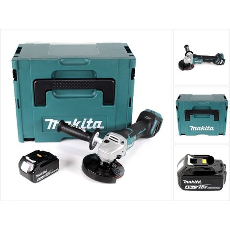 Makita DGA 517 M1J Amoladora angular sin cable 18 V 125 mm sin escobillas + 1x batería recargable 4,0 Ah + Makpac - sin cargador
