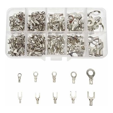 Electric Fork-End Lugs, Round Electrical Lugs for Cables 0.5-4 mm (1/4)