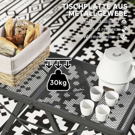 Table de camping aluminium réglable en hauteur, table pliante avec grille métallique, légère et transportable (1/4)