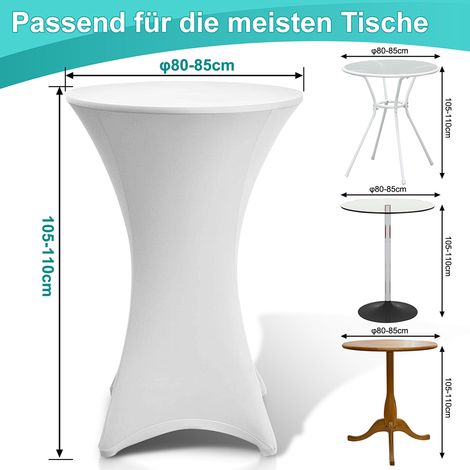 Wolketon Stehtischhusse Stretch Weiß elastischer Bistrotisch Überzug, ø 80×110 cm (1/4)