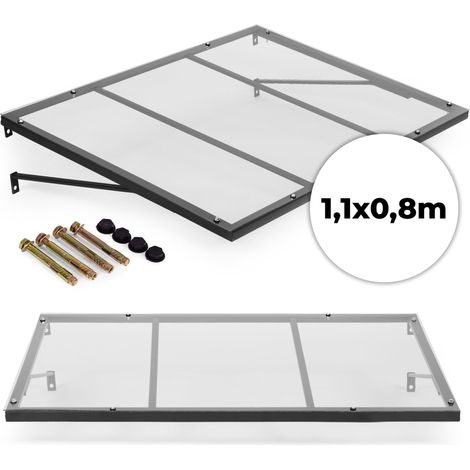 Marquesina para puerta de entrada de 113x80 cm, protección UV, estructura de acero.