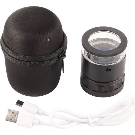 Illuminated Jewelers Loupe 6 LEDs 10X Rechargeable 28mm Field LED Jewelers Magnifier for Coin
