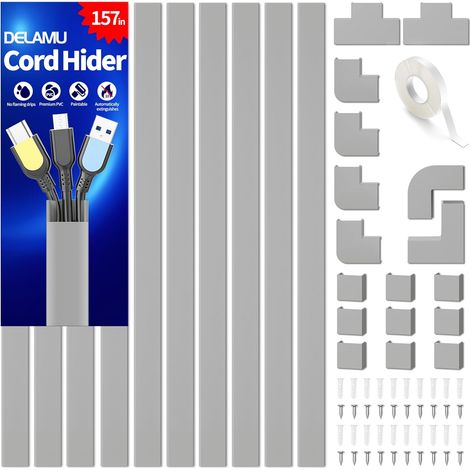 4M Goulotte Passe Cable Murale Autocollante, Cable Management, Cache Cable Fils Goulotte Electrique pour TV (1/5)