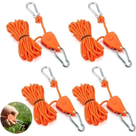 Allecto Plus - Confezione da 4 tiranti con tenditore regolabile - 4 metri - Antivento - Tiranti riflettenti - Adatti per tende e vele parasole (1/5)