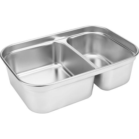 plateau de rechange 1,5 L en acier inoxydable pour boîte à repas électrique, compatible avec la boîte SOHIDA 8,7 pouces, conteneur amovible à 2 compartiments (argent) (1/5)