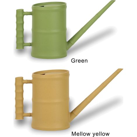 Arrosoir en plastique style bambou 1,6L bec long épaissi jaune brûlé pour intérieur bureau (1/5)