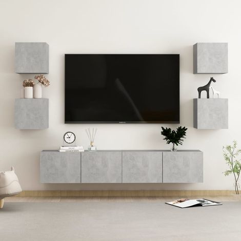 Set de muebles de salón 6 pzas madera ingeniería gris hormigón