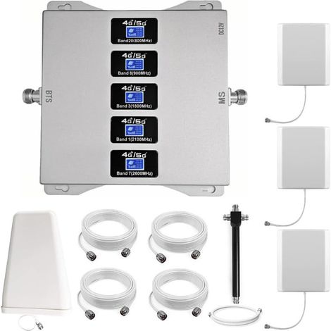 Amplificateur 4G Amplificateur Reseau Mobile 5 Bandes  Améliorez 2G/3G/4G/partie 5G, Trois Antennes D'intérieur (1/5)