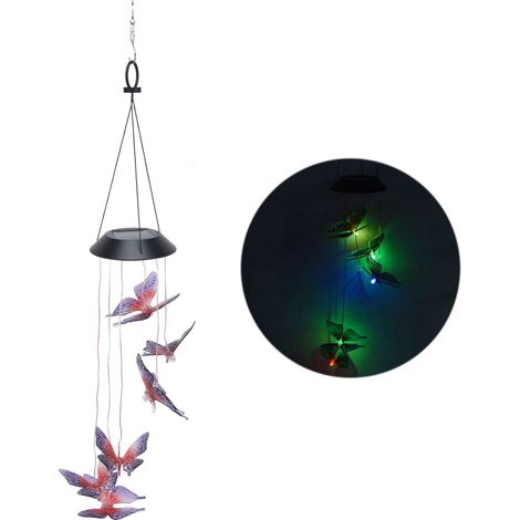 Lanterne Solaire Girouette LED Dégradé Coloré pour Jardin Extérieur (1/5)