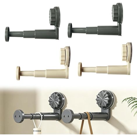 Retractable Clothes Airer, Telescopic Storage Rack, Wall Mounted Extendable with Suction Cups, Drying Rack for Balcony, Laundry, Bathroom, Bedroom - 4 Pieces (1/5)