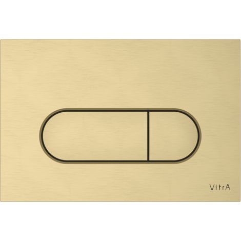 Vitra – Plaque de commande WC or brossé – Forme ronde – Hauteur 16,5 cm – Largeur 24,4 cm – Revêtement résistant aux rayures